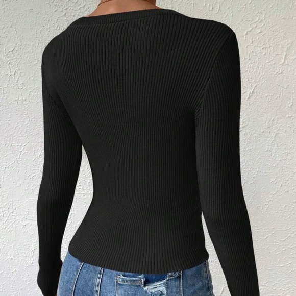 Ribbed knit soft knit sweater crewneck minimalist white - Picture 6 of 8